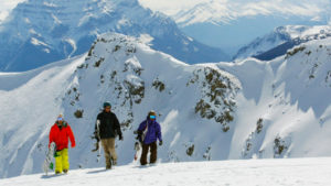 Three Snowboarders, Marmot Basin, Jasper