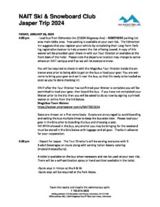 NAIT Ski and Snowboard Club Jasper Ski Trip 2024 ITINERARY pdf