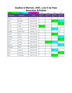 November 2024 Tour Director Schedule pdf